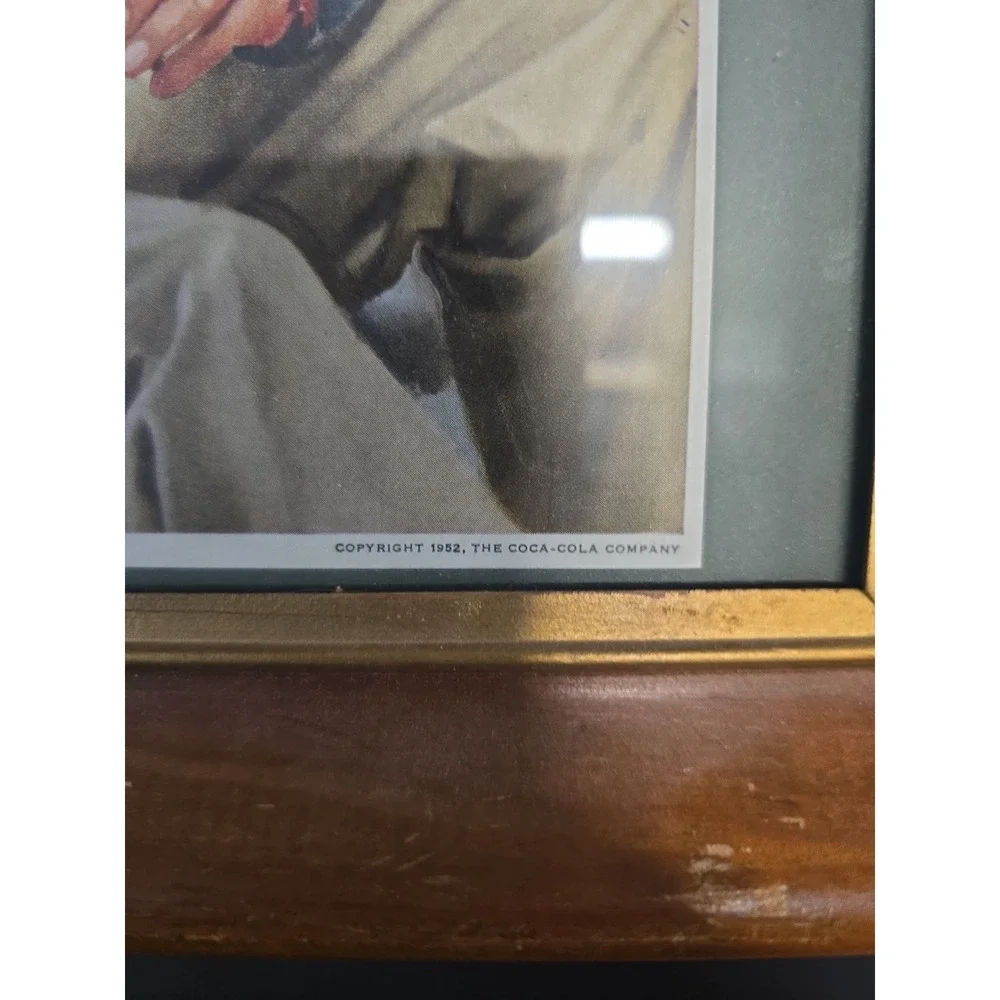 Vintage 1952 Coca-Cola Framed Magazine Ad Picnic Cooler Man Fishing Wood Frame